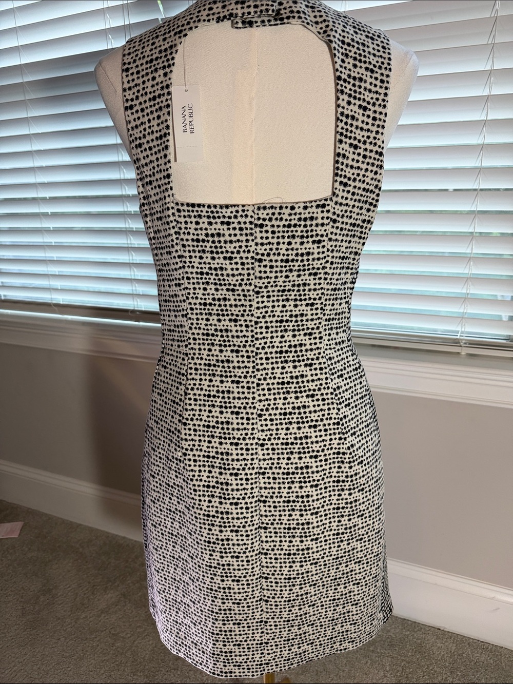 Banana Republic Black and White Backless Textured Sheath Dress